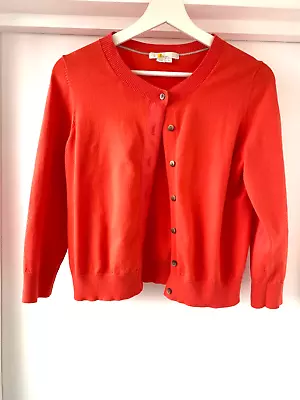 Boden Cardigan Cropped 3/4 Sleeves Zingy Orange Cotton  Size S 10 • £4.99