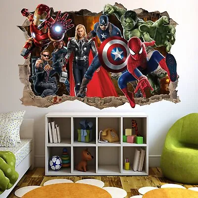 Superheroes Avengers Action Wall Sticker Art Poster Mural Transfer Decal Print • £3.99