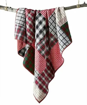 Martha Stewart Collection Patchwork Quilted Throw 50  X 60  Red Plaid $120 • $31.49