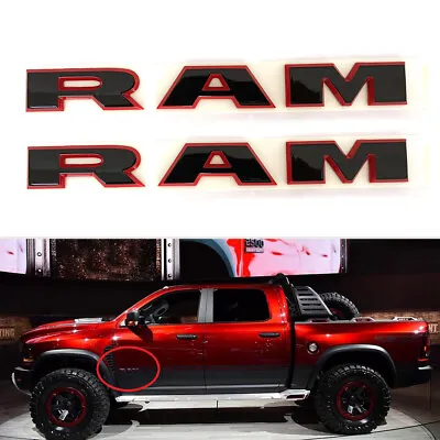 2x OEM Black RAM Emblem Front Badge For 2019 2020 RAM 1500 2500 3500 Red Frame • $43.11