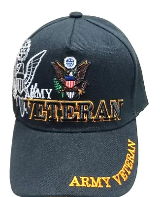 Army Veteran Military Hat Cap Black With Shadow Adjustable • $10.50