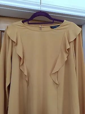 New Look Mustard Gold Long Sleeve Blouse Shirt Top 18 • £2.99
