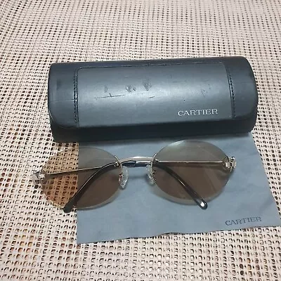 Cartier Rimless Frame  C Decor Sunglasses MADE In FRANCE Platinum Finish/1 • $475