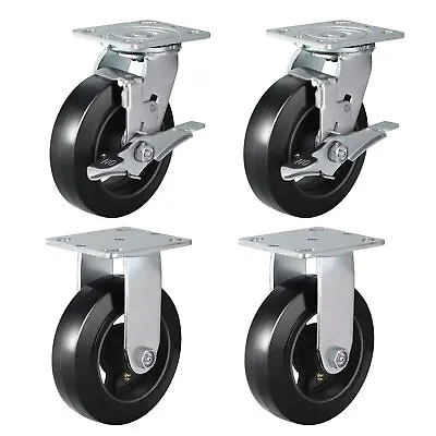 6 X 2  Heavy Duty Casters  Rubber On Cast Iron Whee  Capacity Up To 1000-4000 LB • $29.99