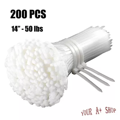 200PCS Nylon Cable Ties 14 In 50 LBS Heavy Duty Self-Locking Wrap Wire Zip Ties • $9.99