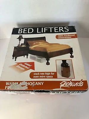 Richards Homewares 98041000 Warm Mahogany Wood Bed Lifters (Set Of 4) • $22
