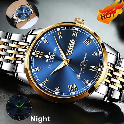 Waterproof Classic Men Watch Stainless Steel Quartz Luminous Wristwatch Business • $12.48