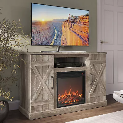 Industrial 47  TV Stand For TVs Up To 50  W/ 18  Fireplace • $259.99