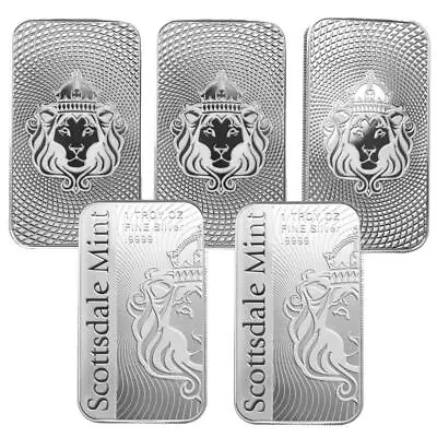 5 X 1 Oz .999 Silver Bars - Scottsdale Mint VORTEX Silver Bullion Bars #A630 • $172.22