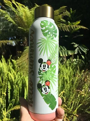 $35 • Buy Disney Parks Mickey & Minnie Tropical Stainless Steel Water Bottle 21 Oz NWT