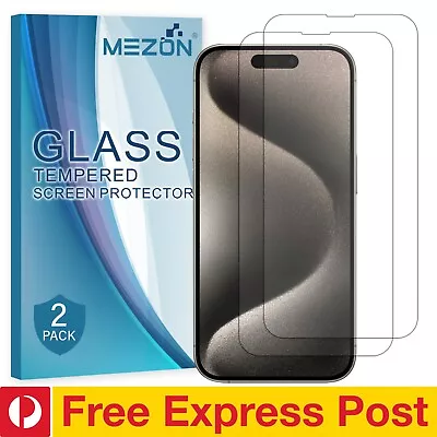 [2 Pack] IPhone 15 Pro (6.1 ) Premium 2.5D HD Tempered Glass Protectors By MEZON • $24.99