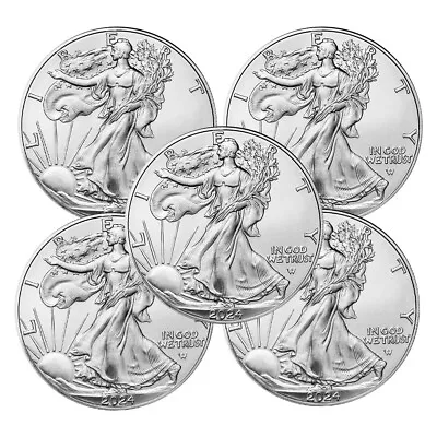 Lot Of 5 - 2024 $1 American Silver Eagle 1 Oz BU • $169.79