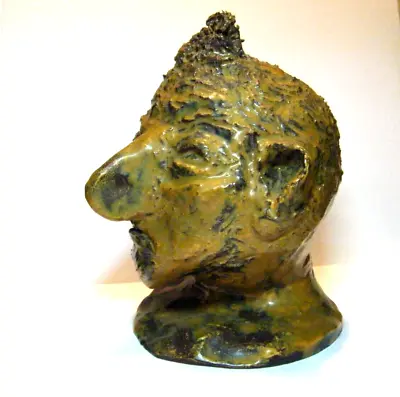 Vintage Expressionist Modern Terracotta Head Bust Sculpture Funny Large Nose Man • $195