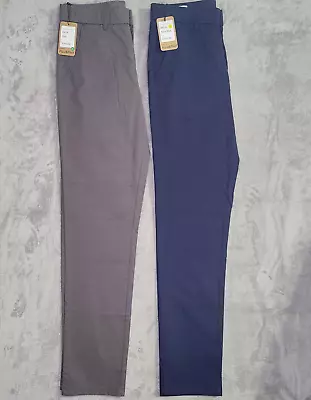 Plaid & Plain Pants Mens 30x34 Blue & Gray Slim Fit Slacks Casual 8801 LOT OF 2 • $32.97