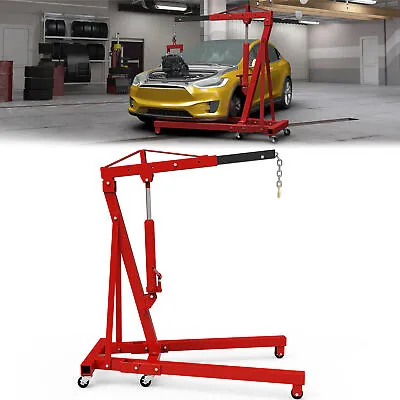 2 Ton 4400lb Folding Engine Crane Folding Shop Crane W/Telescopic Boom Heavy • $238.99