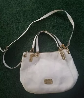 Michael Kors Brooke Tote Shoulder Bag Purse White Leather Medium Handbag • $67