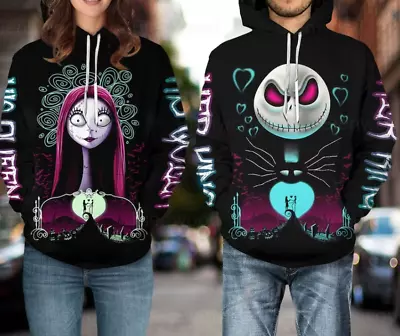 Jack And Sally Couple Hoodie Couple Matching Valentine Gift Jack Skellington H • $44.99