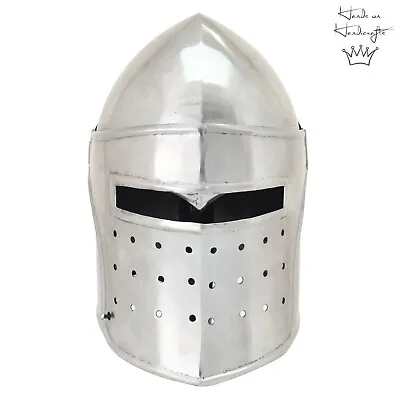 Medieval Knight Roman Armour Shining Steel Flap Barbuta Templar Crusader Helmet • $85