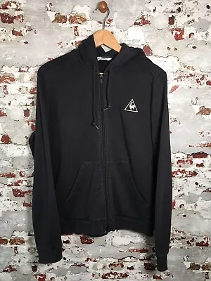 Le Coq Sportif Jumper Mens Medium M Black Hoodie Full Zip Logo Athletic Marks • £13.99