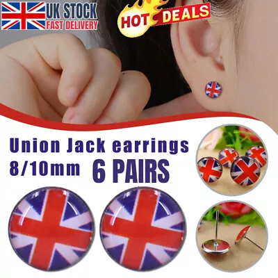 6PAIRS UNION JACK Earrings UK Flag Party BRITISH FLAGS EAR STUD  • £5.42