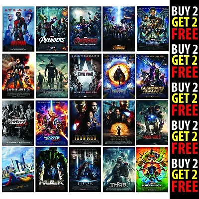 MARVEL MOVIE POSTERS A4/A3 300gsm Photo Poster Film Wall Decor Fan Art Plaque • £2.95