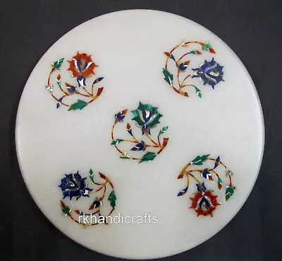 9 X 9 Inches Chapati Maker Floral Pattern Inlay Work Round Marble Tortilla Maker • $127.94