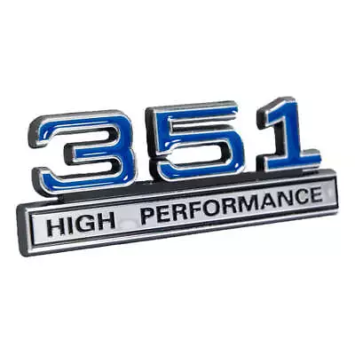 Ford Truck Mustang 351 351C 351W High Performance 4  X 1.5  Chrome & Blue Emblem • $12.13