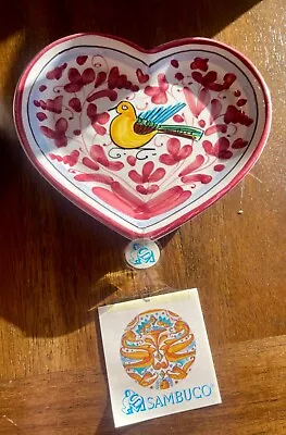 (4) Italian Deruta Pottery Trinket Dish Bird Heart Plate Motif VTG Sambuco Mario • $50