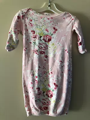 Mad Sky Los Angeles Pink & Yellow Floral Cotton Infant Gown  Made In The USA  NB • $10