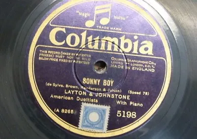 78 Rpm LAYTON & JOHNSTONE Sonny Boy / For Old Times` Sake • £17.50