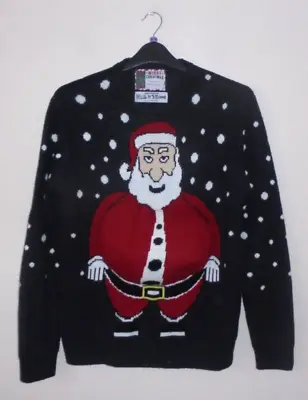 Mens Santa Claus Big Belly Mens 3D Christmas Jumper Size L • £10.99