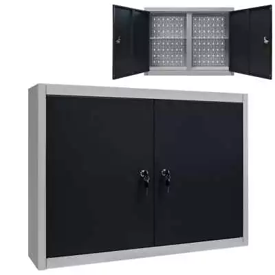 Wall Mounted Tool Cabinet Industrial Style Metal Gray And Black Storage VidaXL V • $152.99