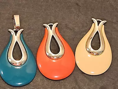 Vintage Sarah Coventry Colorful Set Of 3 Interchangeable Drop Pendants BOHO • $19.97