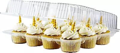 12 Compartment Cupcake Container - Set Of 4 | Plastic Disposable Dozen Cavity  • $28.79