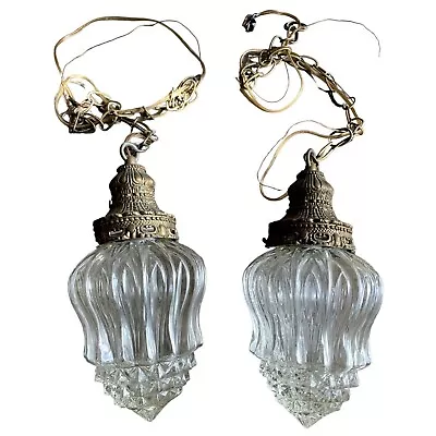 Vintage Glass Hanging Pinecone Style Pendant Light Fixtures (Pair) • $220