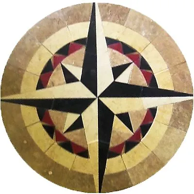 Floor Medallion Marble Mosaic Nautical Compass Rose Tile 36 Medallion US • $499.99