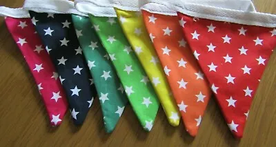£5.99 • Buy Rainbow Star Fabric Bunting Double Sided Handmade Party Garden Celebrate Happy