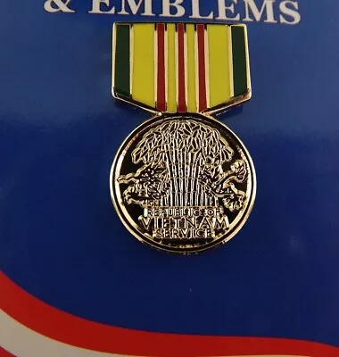 BRAND NEW Lapel Pin Vietnam Service Medal Yellow Green Red Enamel 1 3/16  • $8.95
