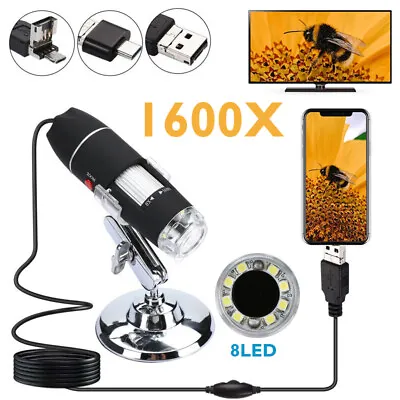 $25.29 • Buy 1600X Digital Microscope Handheld Mini USB Magnification Camera W/8 LED HD Light