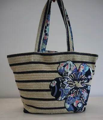 Vera Bradley Lotus Flower Swirl Print Seashore Beach Bag W/Zip Around Bottom • $37.99