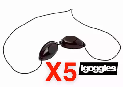 5 PAIRS SUNBED GOGGLES TANNING BED UV EYE PROTECTION SLIM LINE ELASTIC IGOGGLES • £6.50