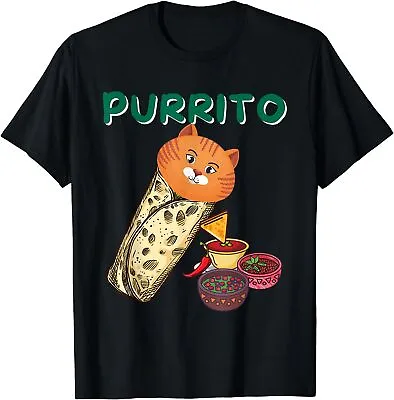 New Limited Funny Purrito Cat In A Burrito Cat Lover Mexican Food Kitty T-Shirt • $22.55