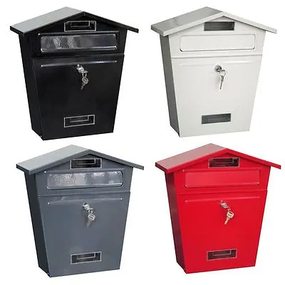 Steel Post Box Postbox Lockable Letter Mail Wall Mounted New By Home Discount • £14.95