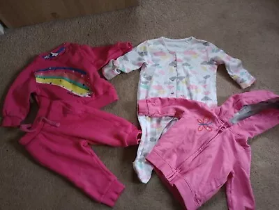 Baby Girls 3-6 Months Outfits Jogging Set Hoodie Rainbow Clouds (1o) • £3.50