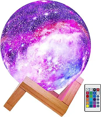 Moon Lamp Kids Night Light Galaxy Lamp 5.9 Inch 16 Colors LED 3D Star Moon Light • $15.98