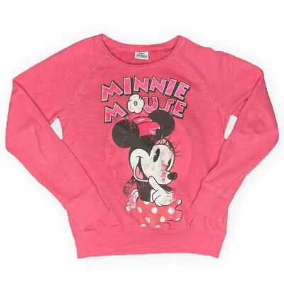 Disney Minnie Mouse Sequin Sweater Jumper Loungewear Pullover Pink S Age 12 VGC • £12.99