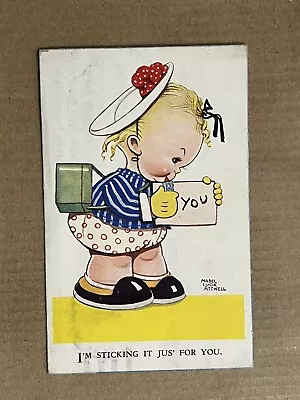 Postcard Mabel Lucie Attwell 608 Child Girl Sticking Stamp On Letter Mail Comic • £9.64