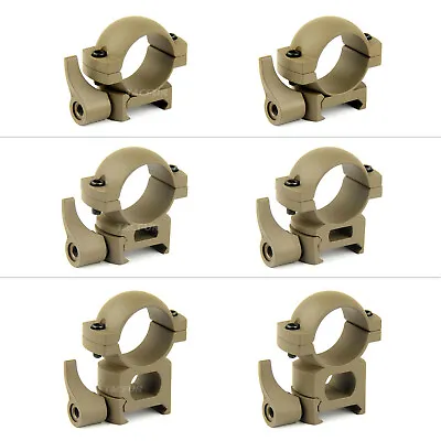 TAN 1  Diameter Scope Rings With Quick Detach Lever For Picatinny & Weaver • $17.95