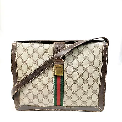 Vintage Gucci Crossbody Bag Sherry Line Brown PVC 1373391 • $18.50