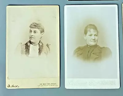 Antique Victorian Cabinet Photo CDV Pair Portraits Of A Young Ladys From NY & PA • $17.99